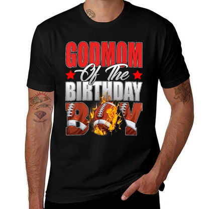 Godmom Of The Birthday Boy Football Bday Celebration  Heathered Texture T-Shirt