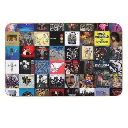 Retro Album Cover Collage Durable Bath Mat