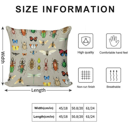 The Usual Suspects - Insects on Grey - Watercolour Bugs Pattern by Cecca Designs Soft High-Density Material Throw Pillow