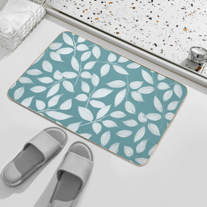 Floral Leaves in Teal Green  Dirt-Trapping Bath Mat