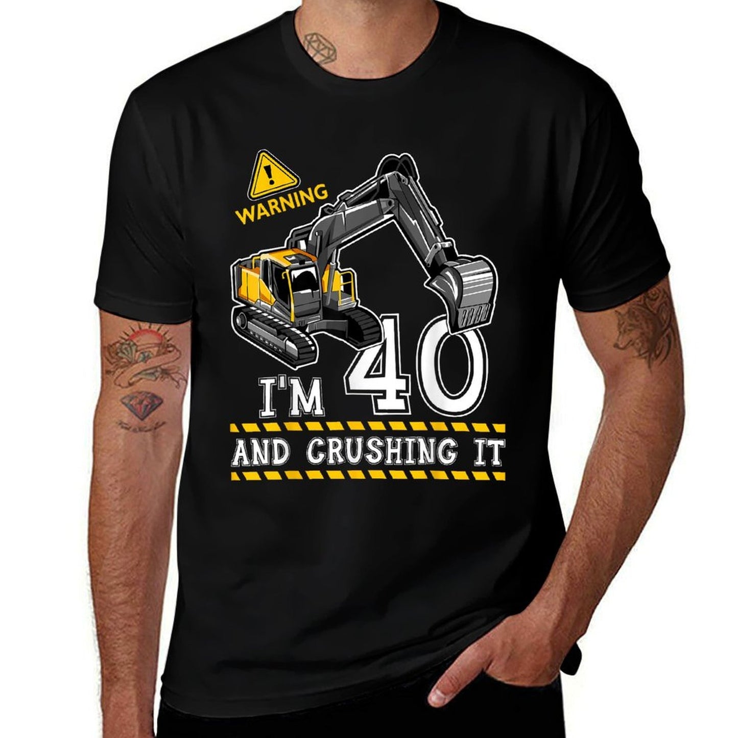 I'm 40th Birthday Construction Truck Theme 40 Year Old  Trendy Pattern T-Shirt