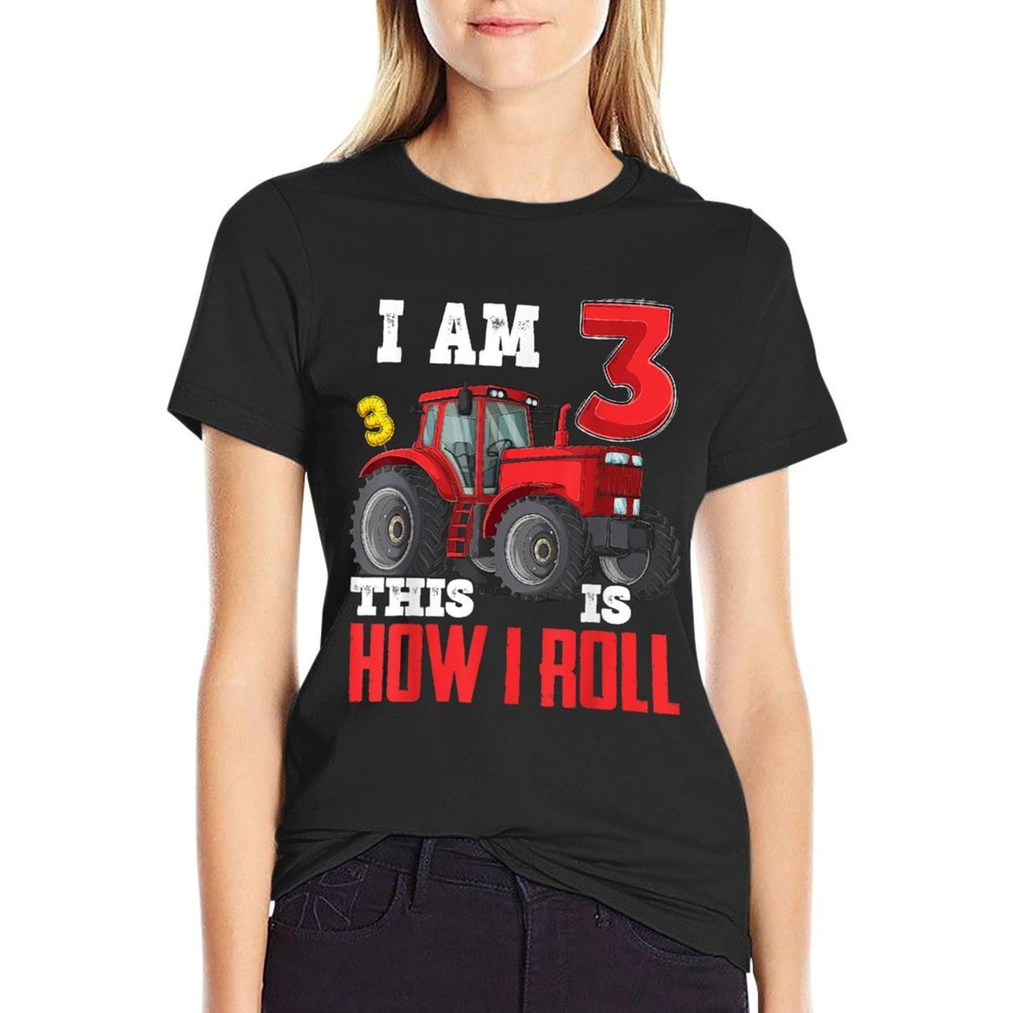 I Am 3 This Is How I Roll 3rd Birthday Three Years Tractor Comfortable T-Shirt