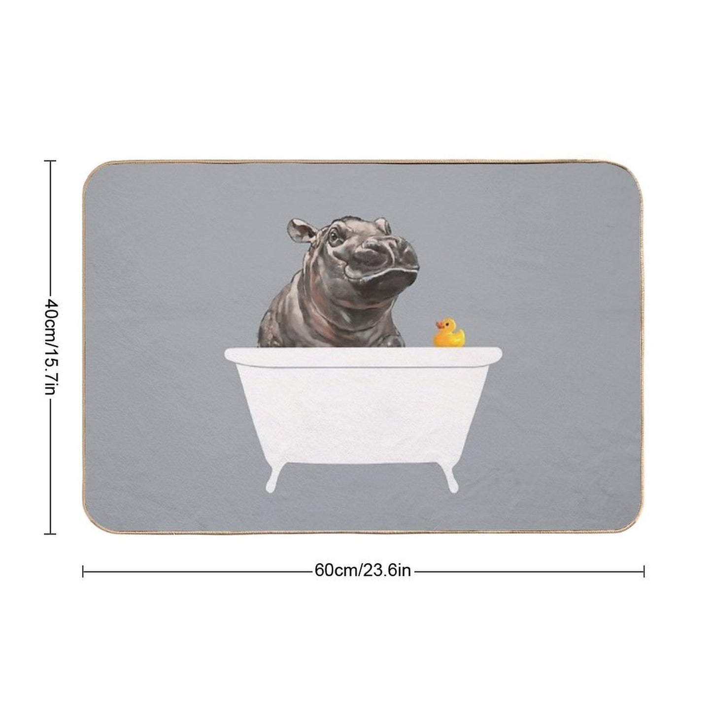 Baby Hippo in Bathtub Grey  Odorless Bath Mat
