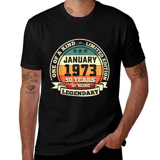 January 1973 50th Birthday Gift 50 Years Of Being Legendary  Heathered Texture T-Shirt