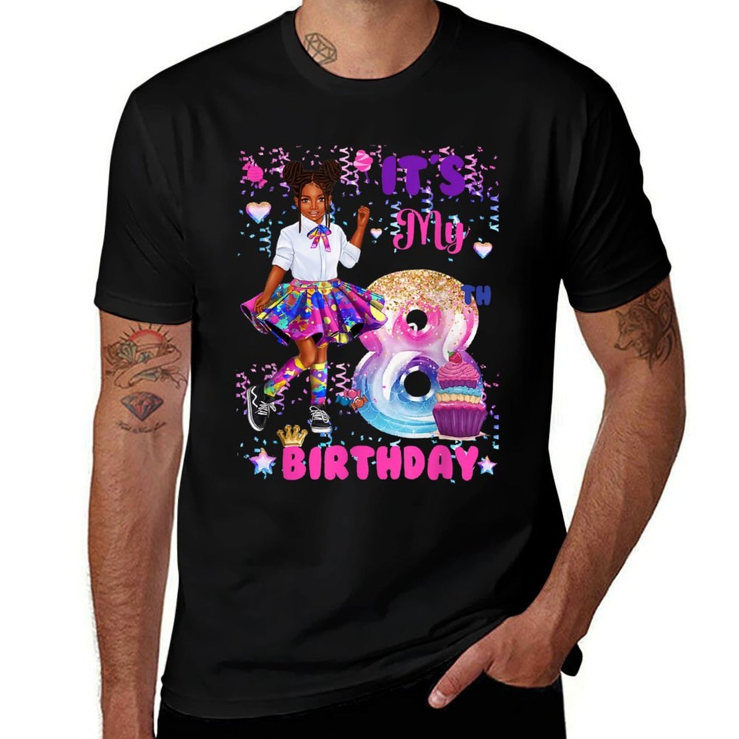 African American Black Girl 8 Year Old Its My 8th Birthday  Summer-ready Fabric T-Shirt