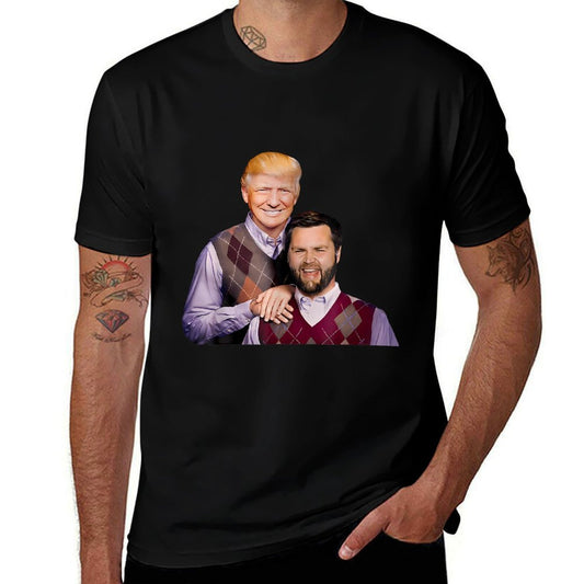 Trump Vance 2024 Brothers Funny Parody Trump J D Vance Bros  Ribbed Collar T-Shirt