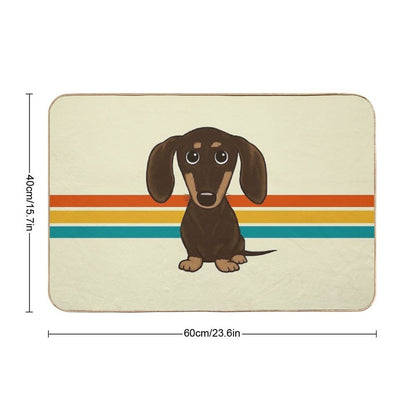 Cute Chocolate Dachshund  Cartoon Wiener Dog  Fade-Resistant Bath Mat