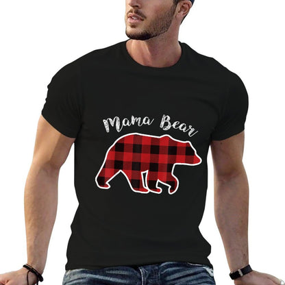 MAMA BEAR  Women Red Plaid Christmas Pajama Family Mom Gift  Tagless Design T-Shirt