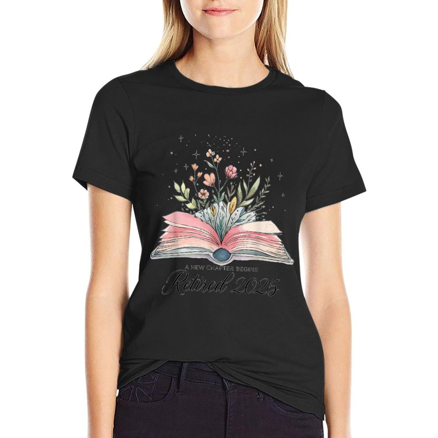 Floral Senior Book A New Chapter Begins Retired Teacher  Relaxed-fit T-Shirt