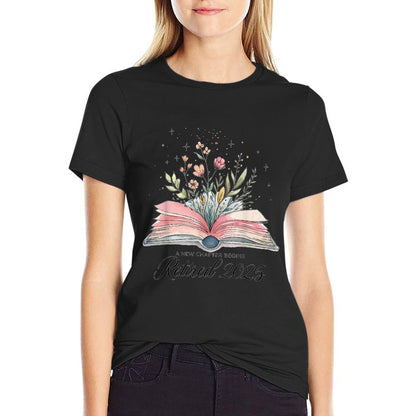Floral Senior Book A New Chapter Begins Retired Teacher  Relaxed-fit T-Shirt