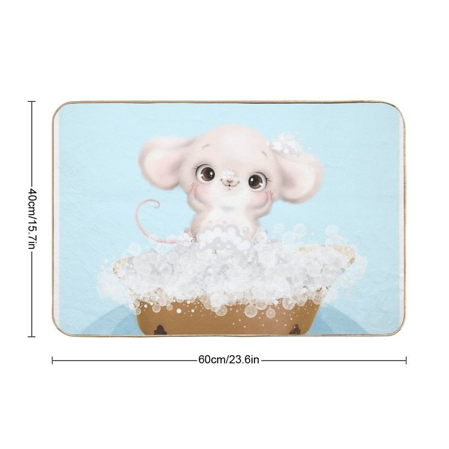 Cute Baby Mouse in A Bathtub, Boys Bathroom Print, Baby Animals in Tub, Whimsy Animal, Kids Bathroom Art  Absorbent Bath Mat