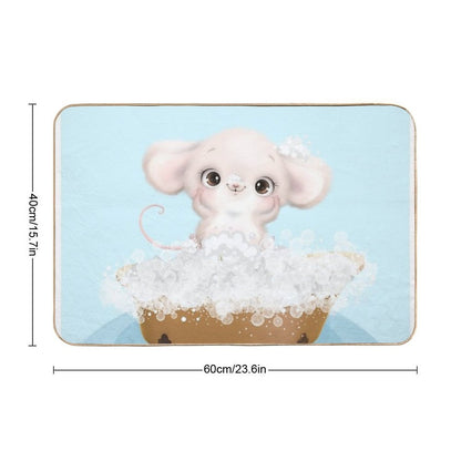 Cute Baby Mouse in A Bathtub, Boys Bathroom Print, Baby Animals in Tub, Whimsy Animal, Kids Bathroom Art  Absorbent Bath Mat