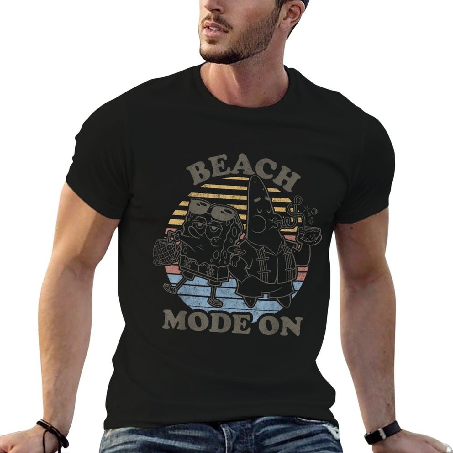 SpongeBob SquarePants Retro Beach Mode On  Slim-fit Cut T-Shirt