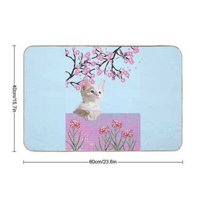 KITTY CAT AND DRAGONFLIES  Non-Slip Bath Mat