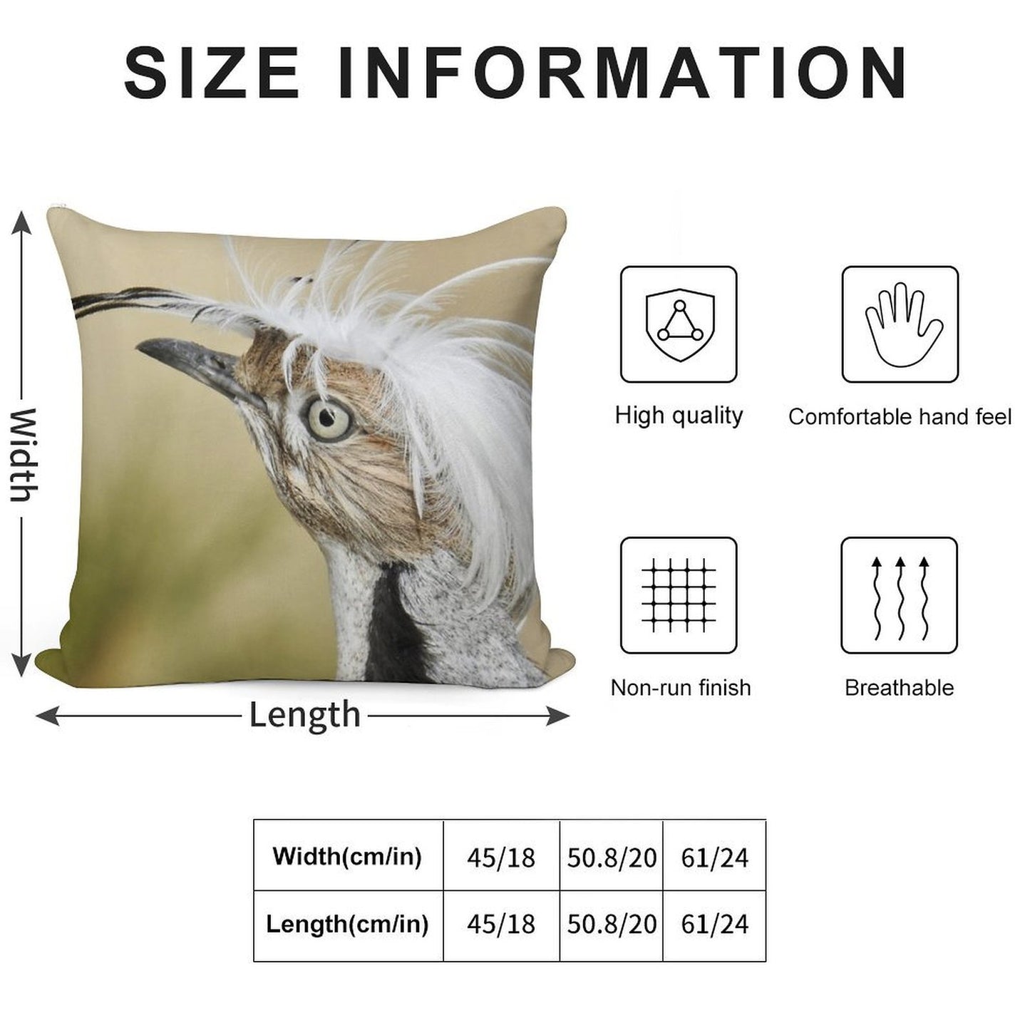 Asian Houbara Bustard Soft Shrink-Resistant Throw Pillow