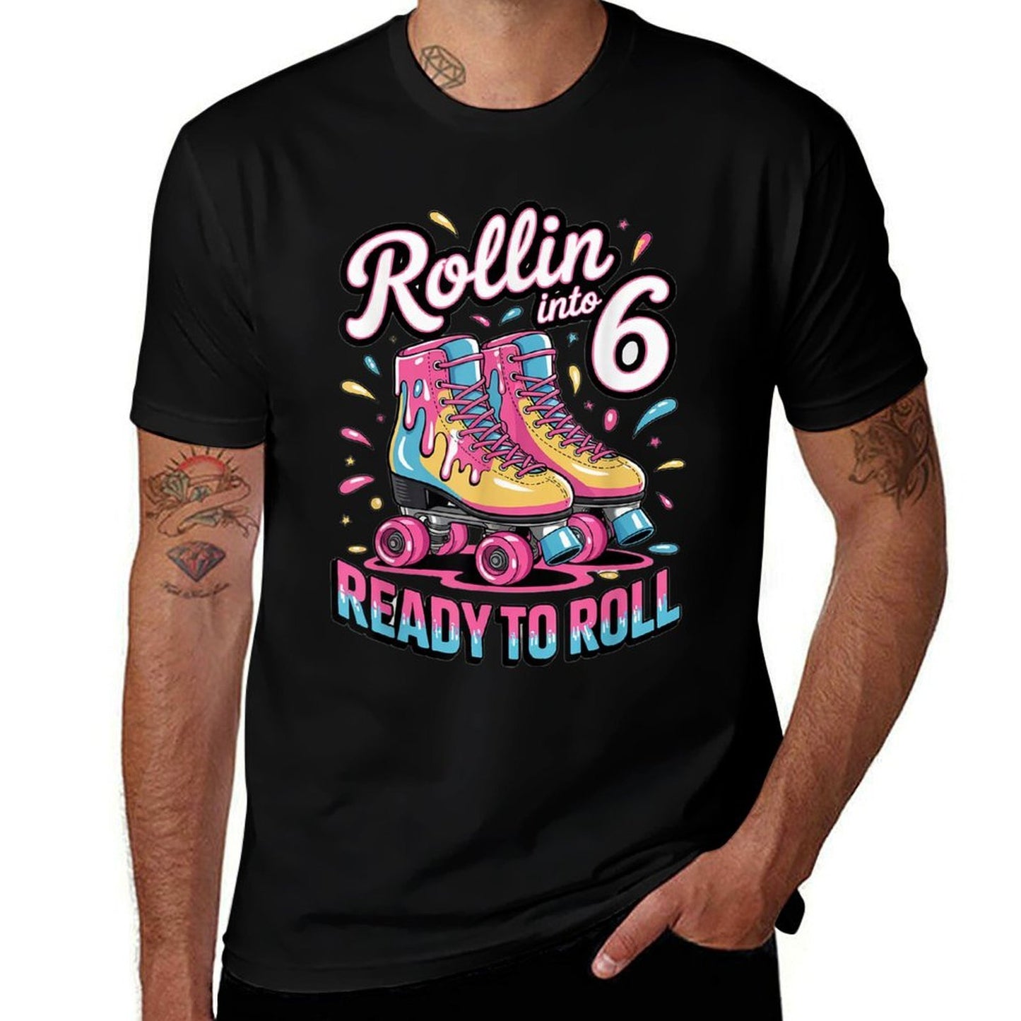 6th Birthday Girl 6 Year Old Girls Roller Skating Boys  Breathable T-Shirt