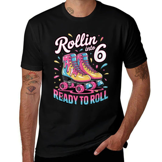 6th Birthday Girl 6 Year Old Girls Roller Skating Boys  Breathable T-Shirt