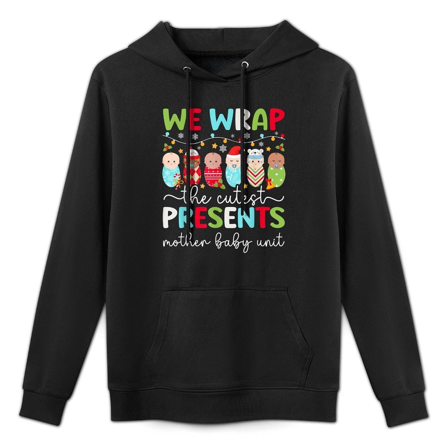 Mother Baby Unit Christmas Mother Baby Nurse Xmas Party Kangaroo Pocket Hoodie