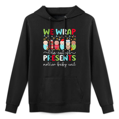 Mother Baby Unit Christmas Mother Baby Nurse Xmas Party Kangaroo Pocket Hoodie