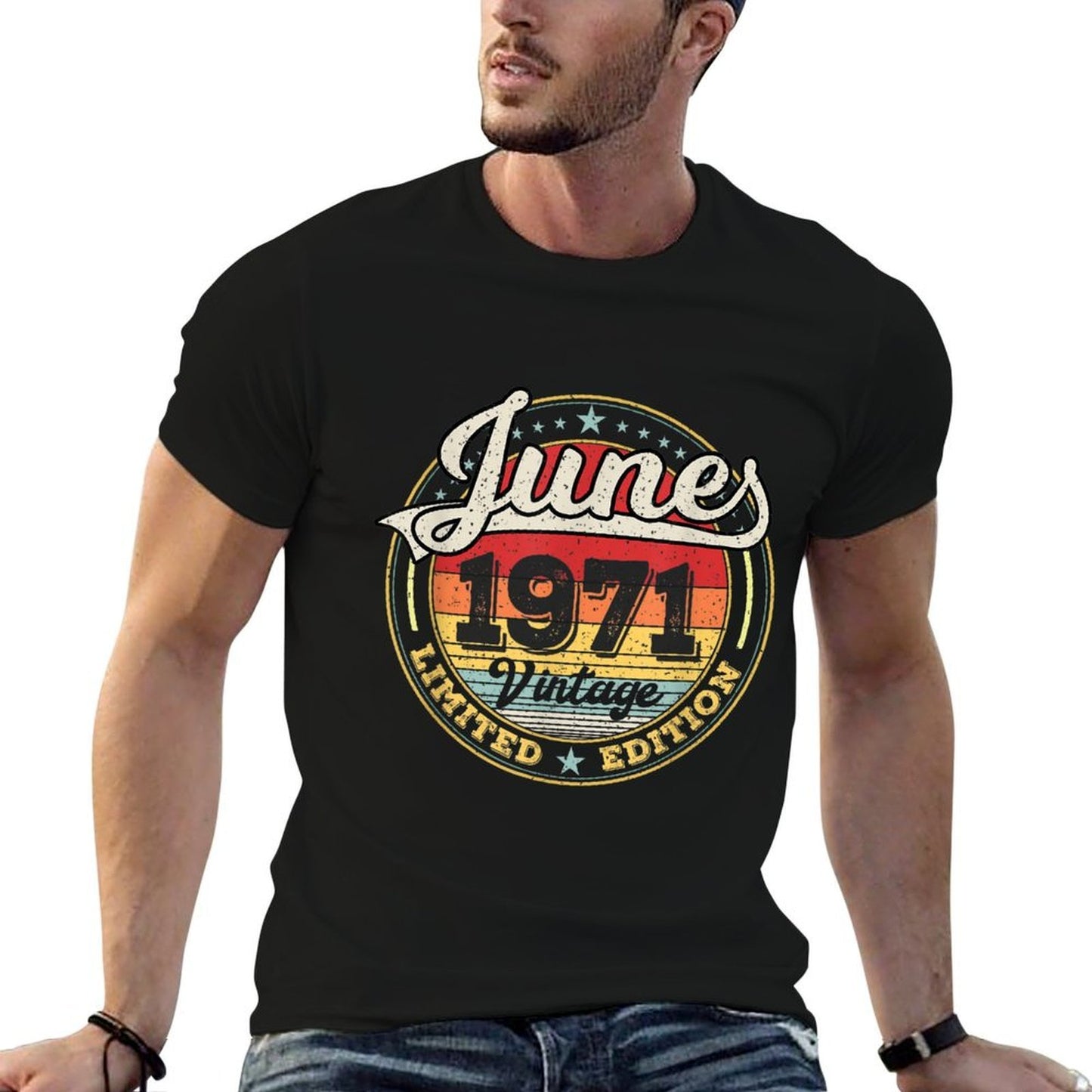 June 1971 50th Birthday Men Women Retro Vintage  Slim-fit Cut T-Shirt