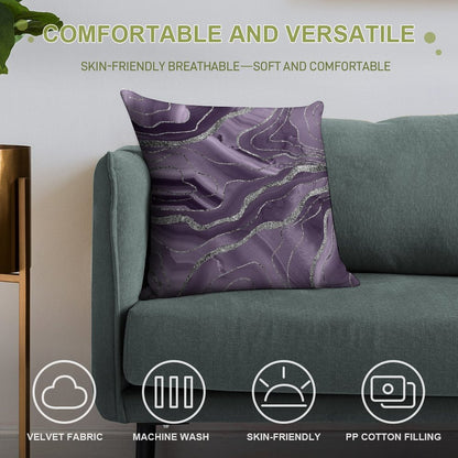 Lavender Agate Silver Glam #1 (Photo of Glitter Only - Not Reflective) Soft Durable Construction Throw Pillow