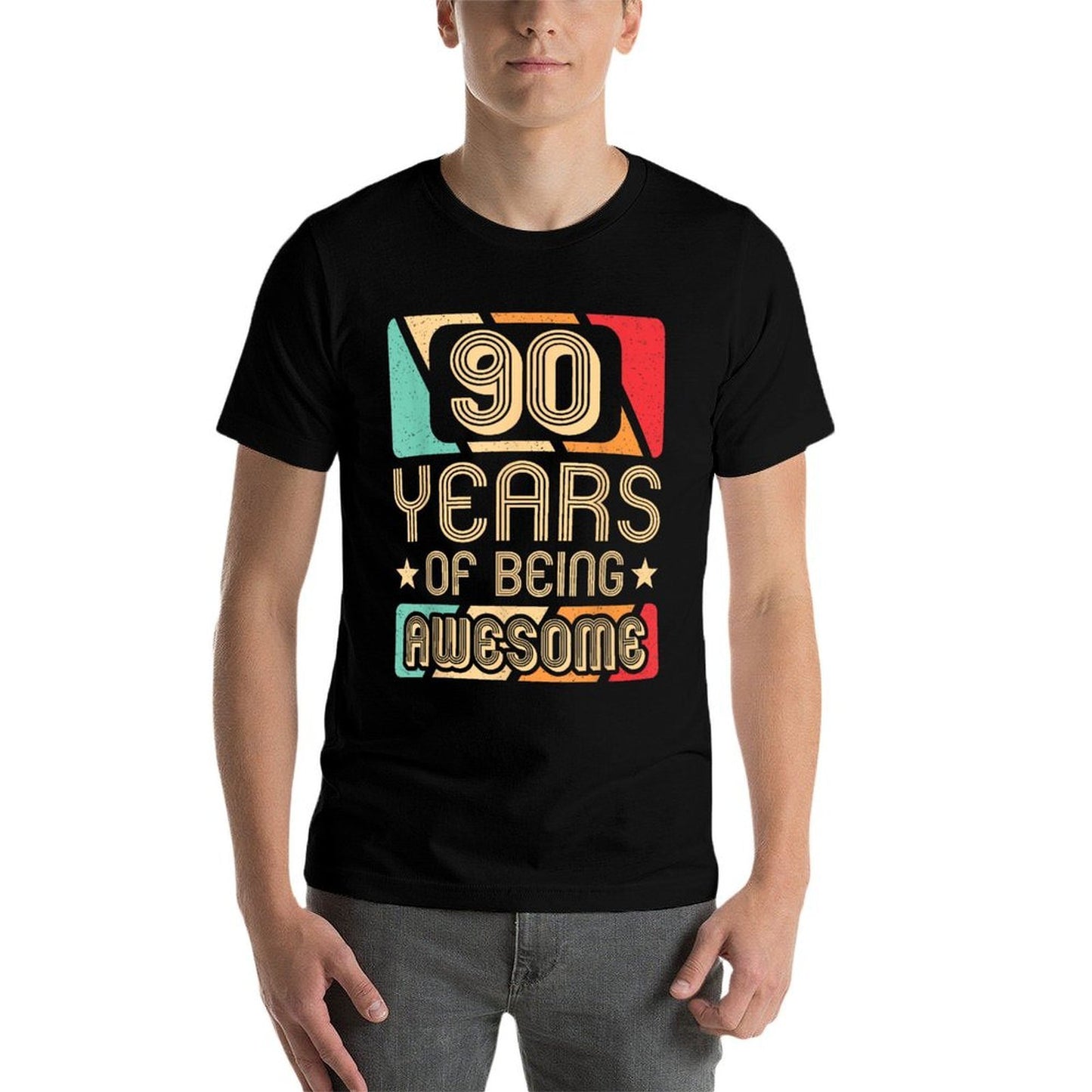 90 Years Of Being Awesome 90 Years Old Retro 90th Birthday  Slim-fit Cut T-Shirt