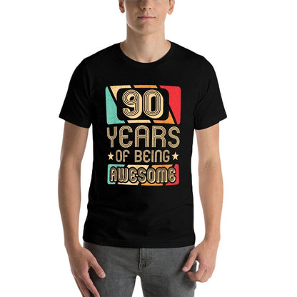 90 Years Of Being Awesome 90 Years Old Retro 90th Birthday  Slim-fit Cut T-Shirt