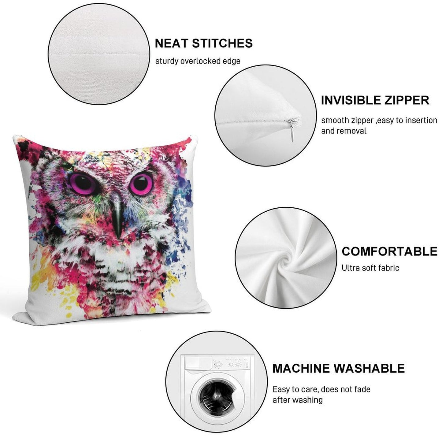 Owl Soft Decorative Cover Throw Pillow