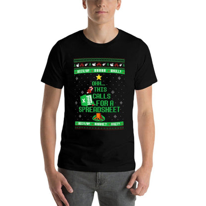 Oh This Calls for A Spreadsheet Christmas Excel Ugly Sweater  Rolled Sleeves T-Shirt