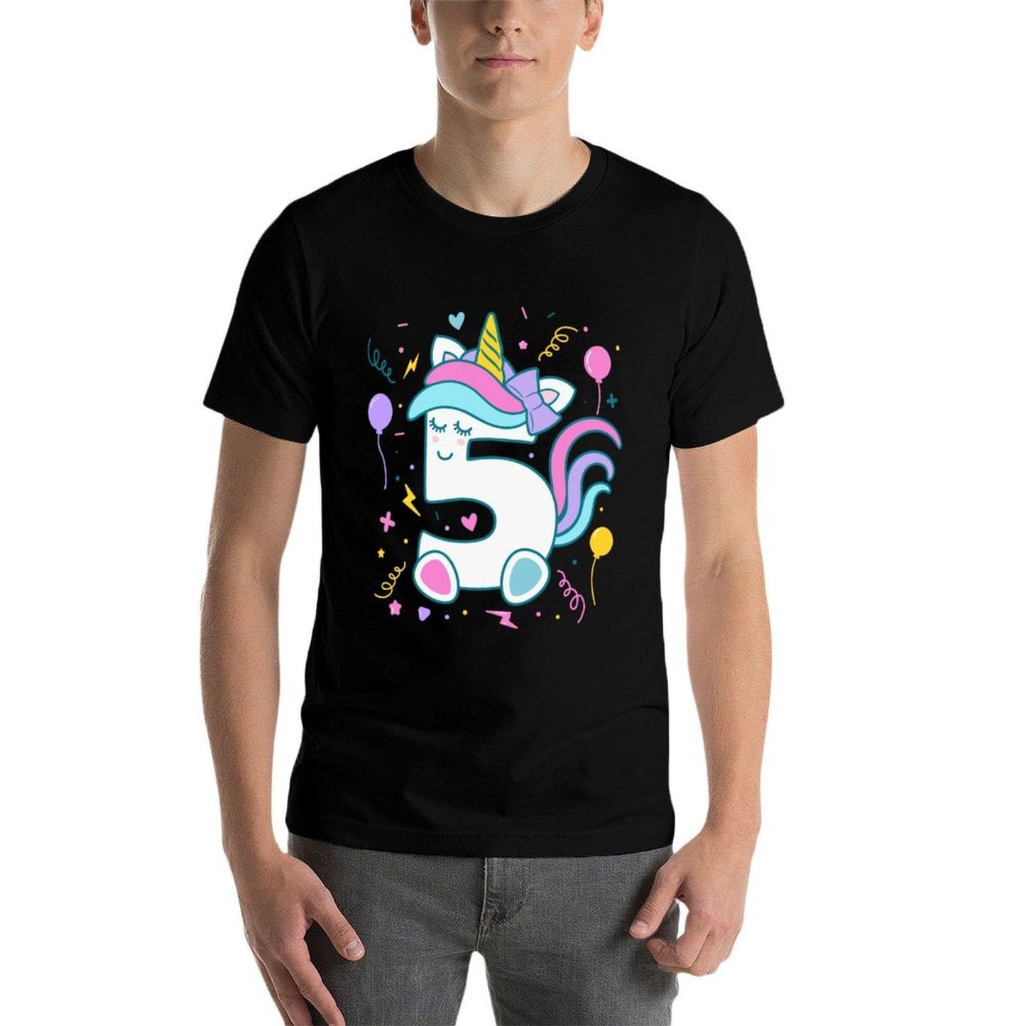 Unicorn 5th Birthday Number 5 Year Old Girl Birthday Comfortable T-Shirt