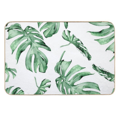 Monstera Pattern Green Durable Bath Mat