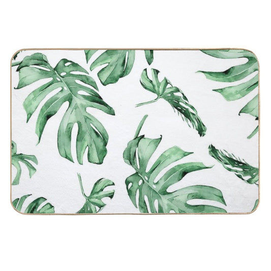 Monstera Pattern Green Durable Bath Mat