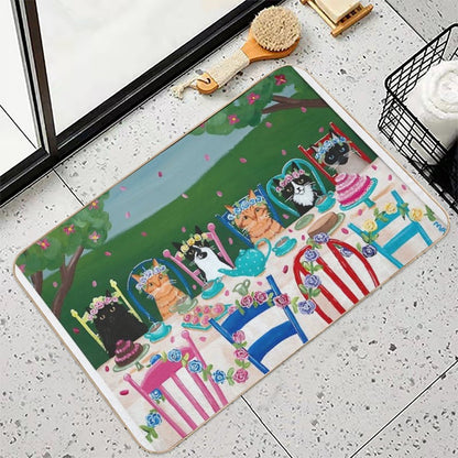 The Cats Tea Party  Toxin-Free Bath Mat