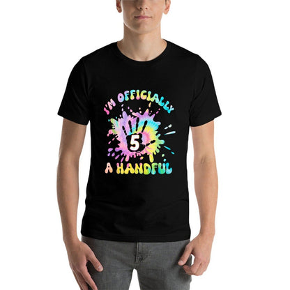 Kids I'm Officially A Handful 5th Birthday Party Funny Five  Cotton T-Shirt