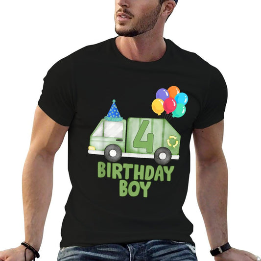 Garbage Truck Birthday Boy Girl Trash Truck 4th Birthday  Fade-proof Color T-Shirt