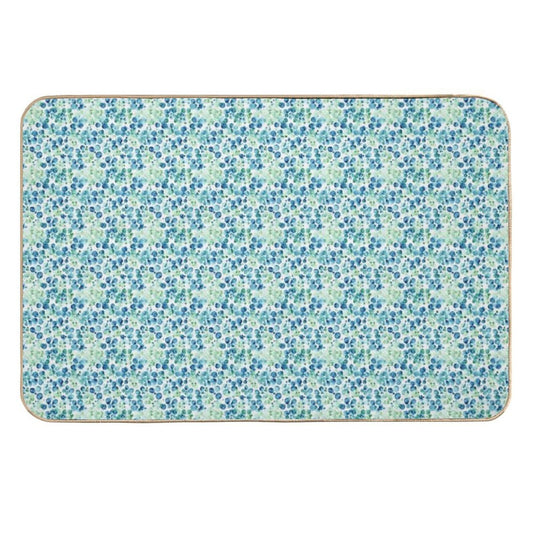 Blue & Green Watercolor Drops Pattern  Dirt-Trapping Bath Mat