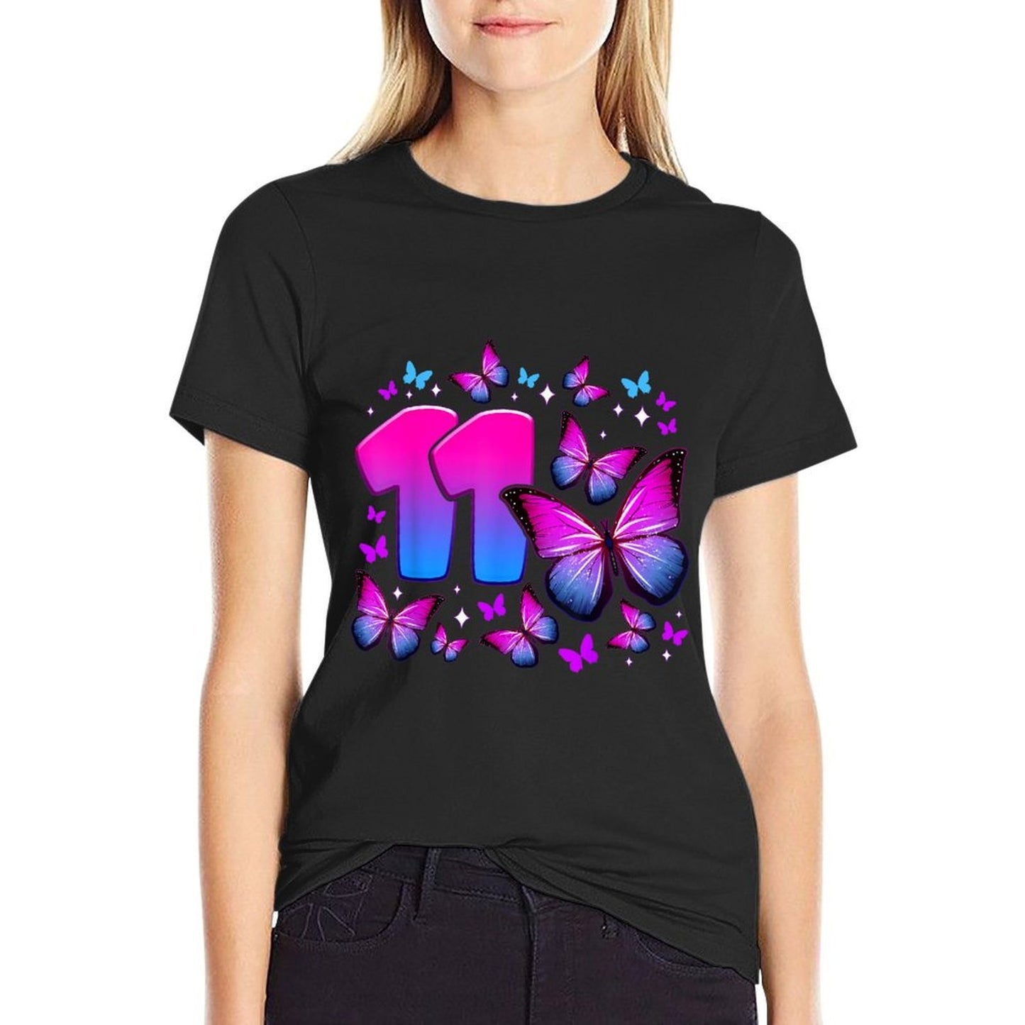 Birthday Girl 11 Year Old, Butterfly, Number 11  Odor-resistant T-Shirt