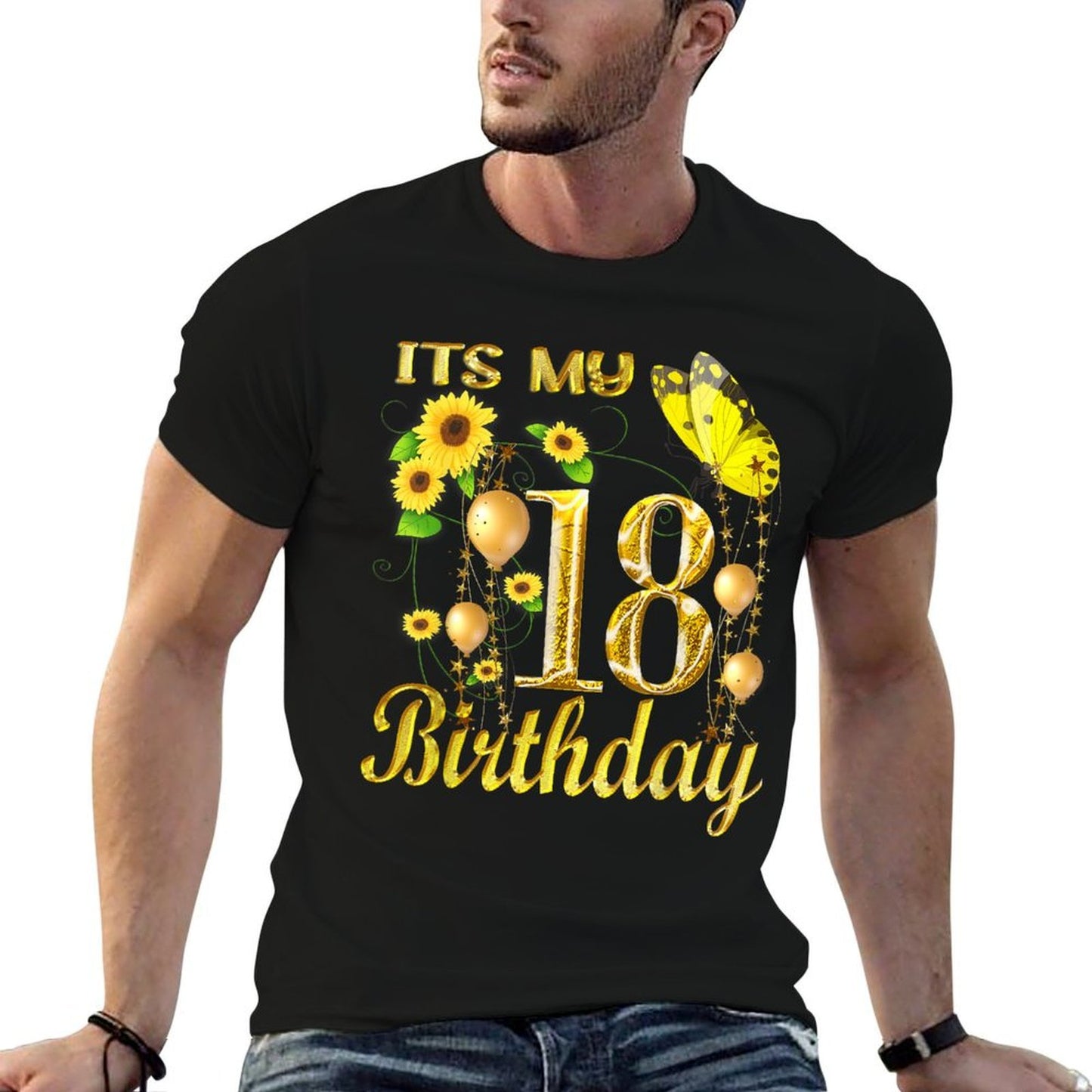 Its My 18th Birthday 18 Year Old Girl Sunflower Butterfly Comfortable T-Shirt