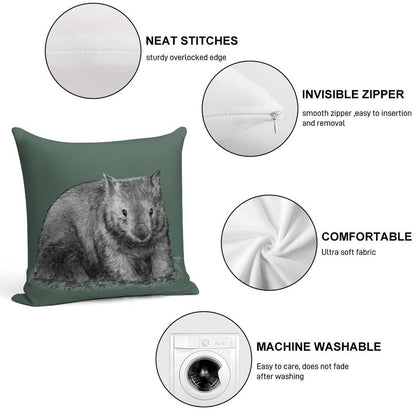 Wombat Soft Hidden Zipper Throw Pillow