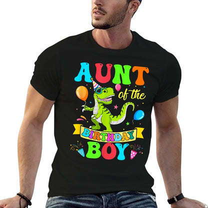 Love Family Matching Aunt Of The Birthday Boy T-Rex Dinosaur Birthday Party  Heathered Texture T-Shirt
