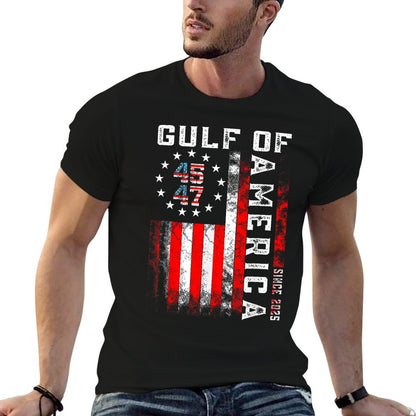 Gulf Of Usa America Funny Vintage Usa Flag Relaxed-fit T-Shirt