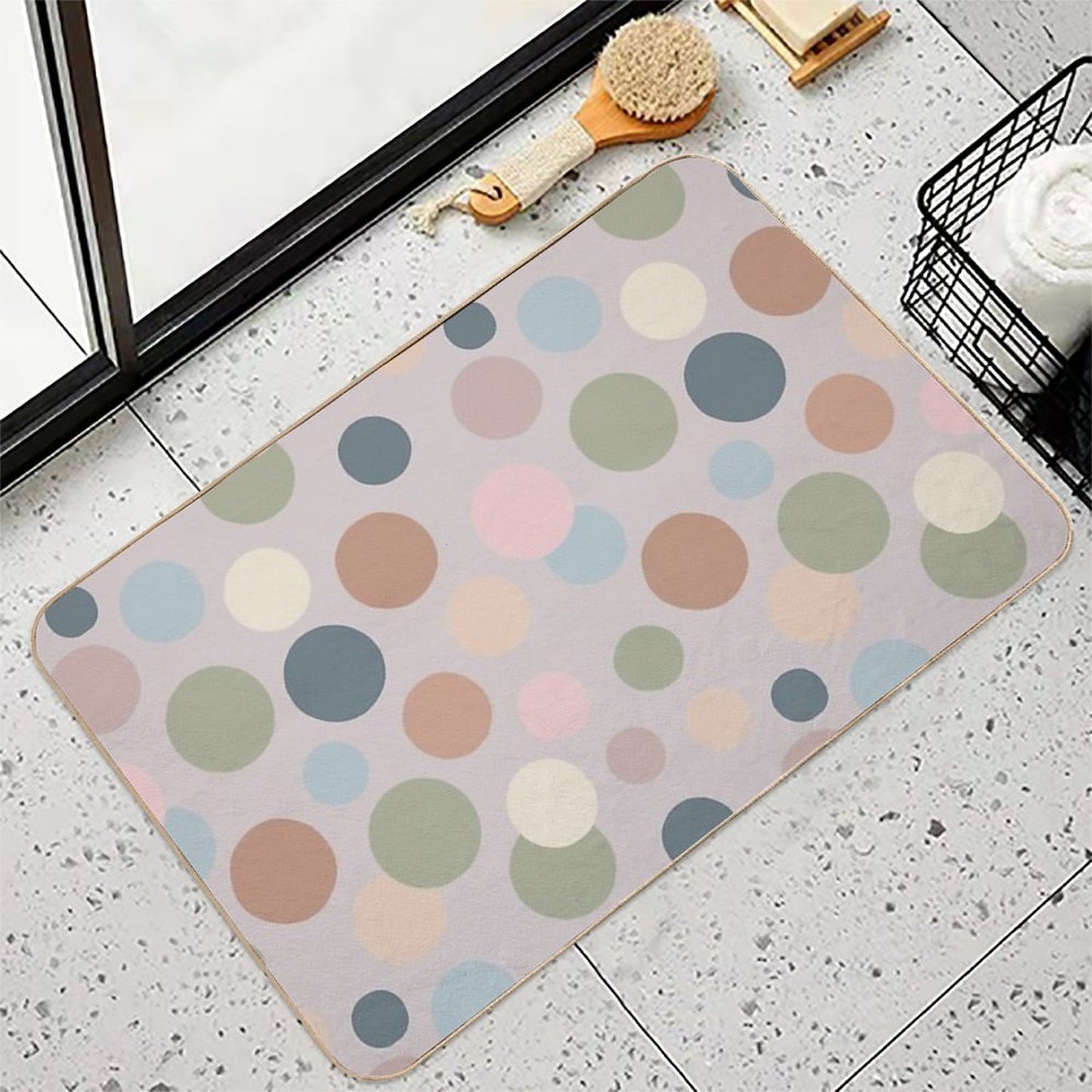 Retro Chic Polka Dots Neutral Colors Pattern  Odorless Bath Mat
