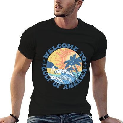 Retro Gulf Of USA America Est 2025 American Flag Gulf Mexico Easy-care T-Shirt