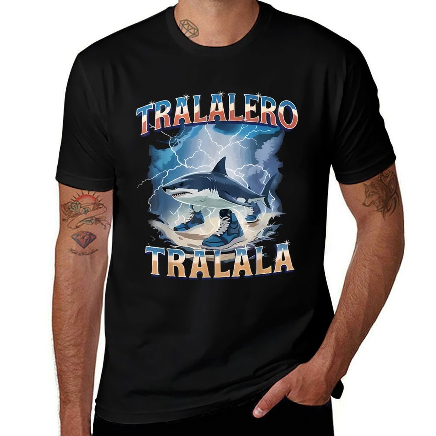 Tralalero Tralala Funny Shark Italian Brainrot Meme  Graphic-printed T-Shirt