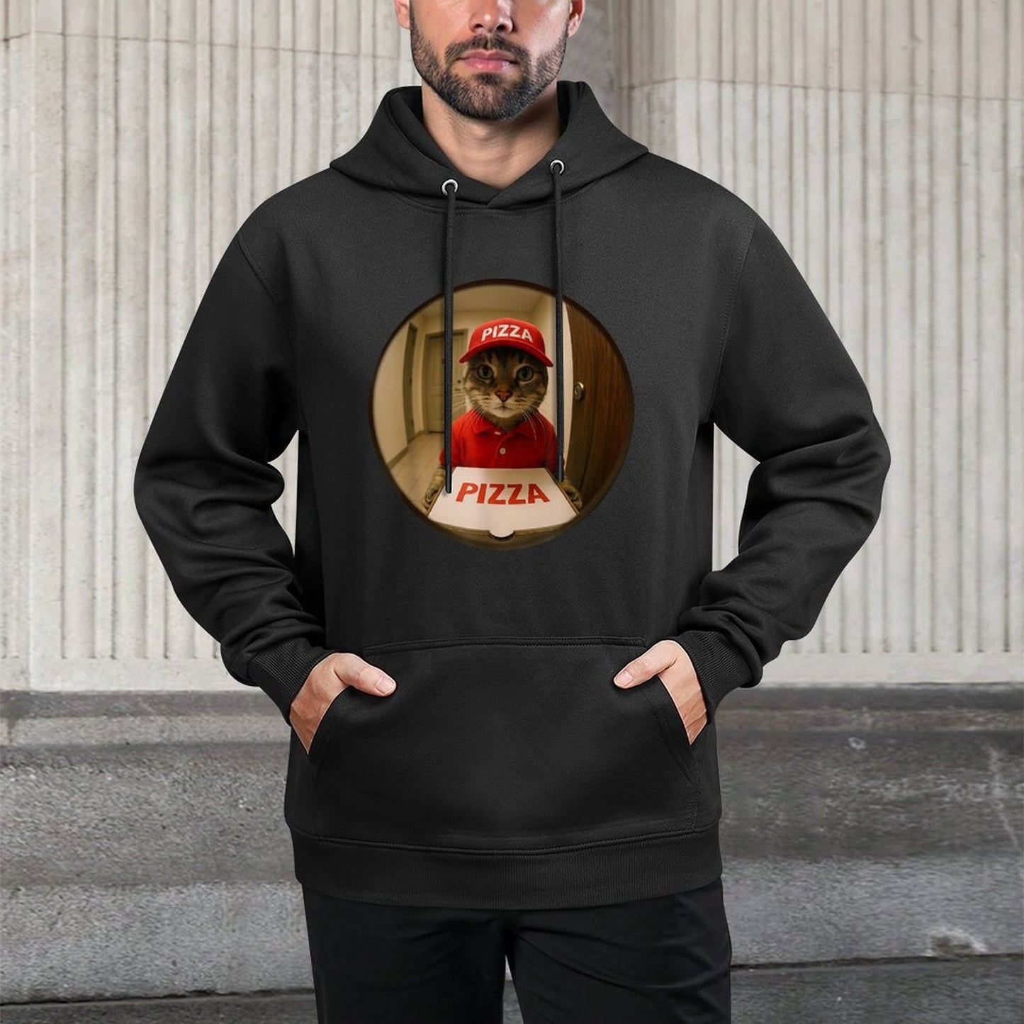 Funny Cats And Pizza Kitten Cat Men Women Kids Cotton-Polyester Blend Hoodie