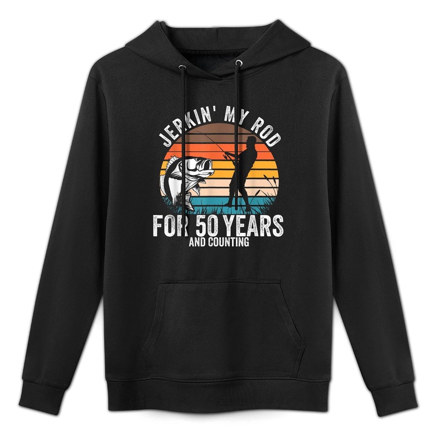 50th Birthday Gift for Fisherman Men Funny Fishing 50 Bday Kangaroo Pocket Hoodie
