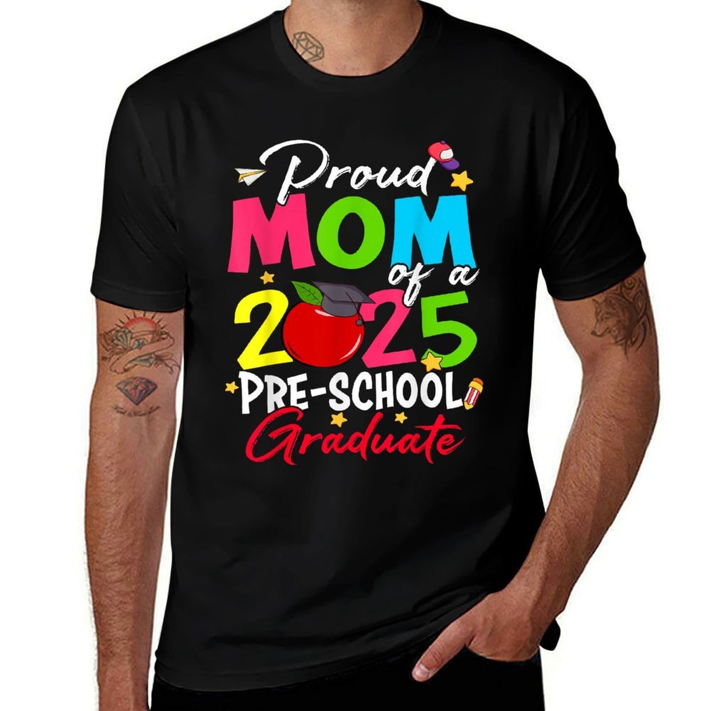 Proud Mom of A 2025 Preschool Graduate Graduation  Relaxed-fit T-Shirt