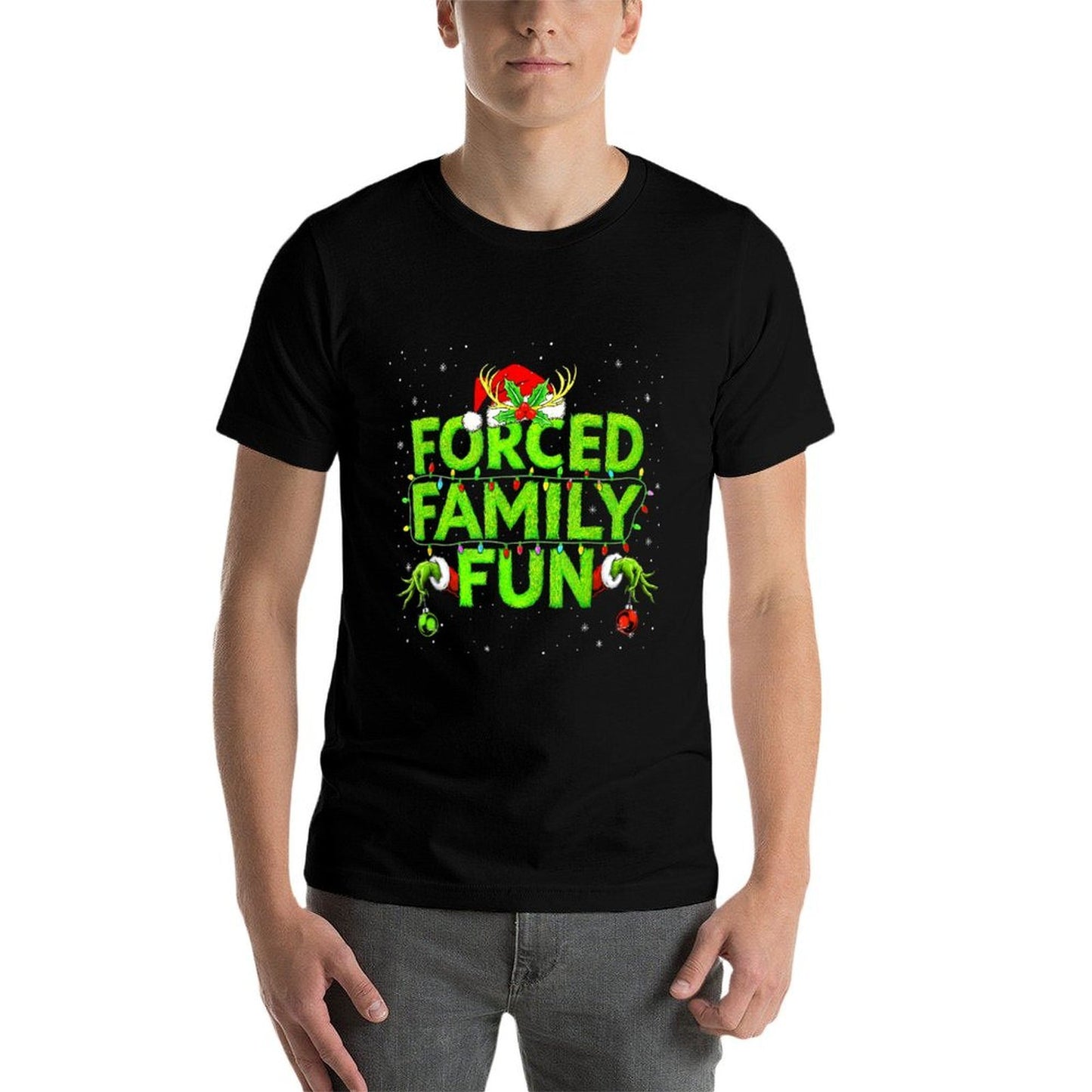Funny Forced Family Fun Christmas Holiday Men Kids Boy  Durable T-Shirt