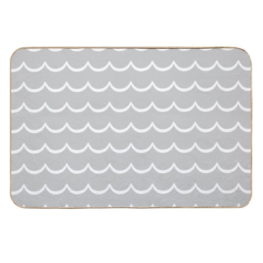 Gray And White Coastal Wave Pattern  Versatile Bath Mat