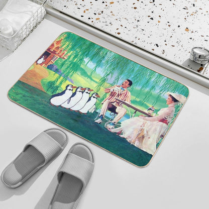 Tea And Cake with Mary Poppins And Bert  Easy Maintenance Bath Mat
